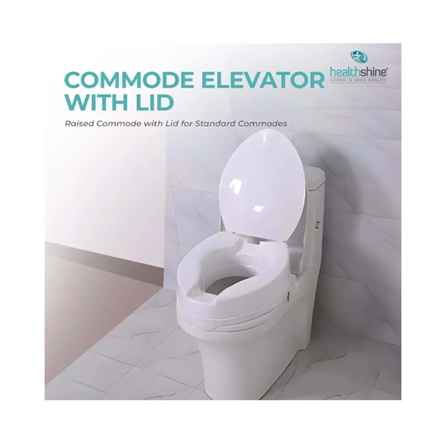 Healthshine Commode Seat Elevator with Lid (6 inches)