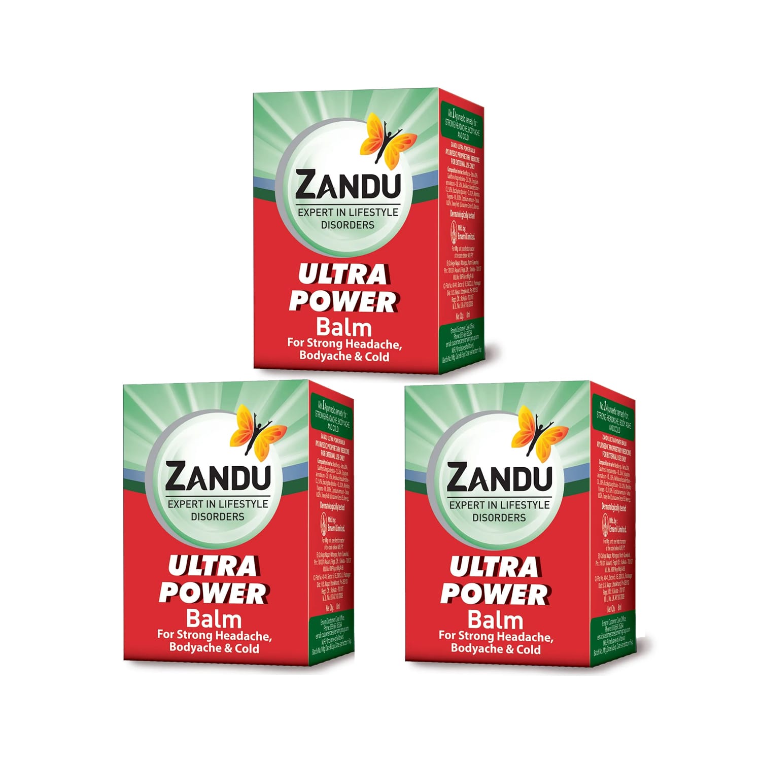 Zandu Balm Ultra Power- 8ml (Pack of 3)