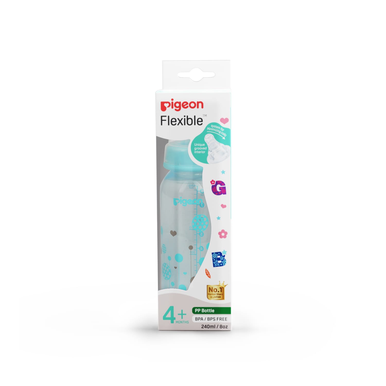 Pigeon Peristaltic Clear Nursing Bottle RPP Floral (Pink) 240 ml