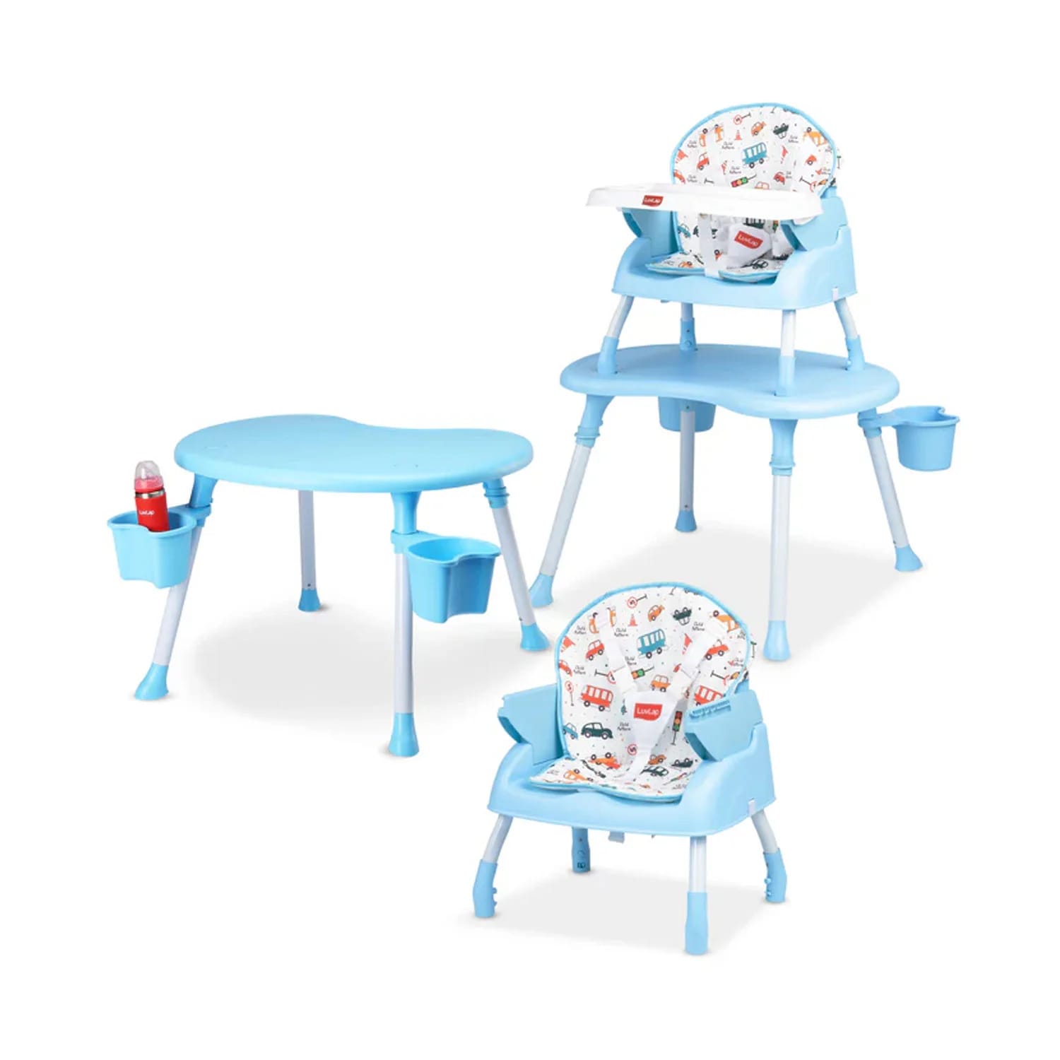 LuvLap 4 in 1 Baby High Chair - Blue Printed (M.No 19709)