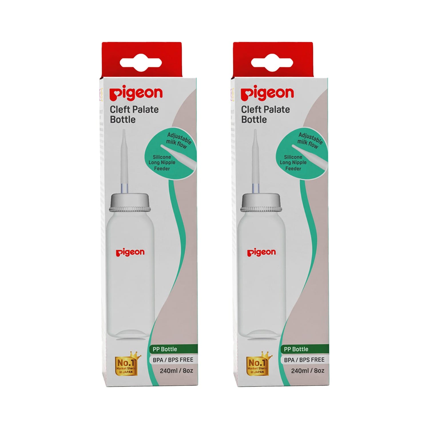 Pigeon Feeder with Long Nipple for Cleft Palate 240ml (Pack of 2)
