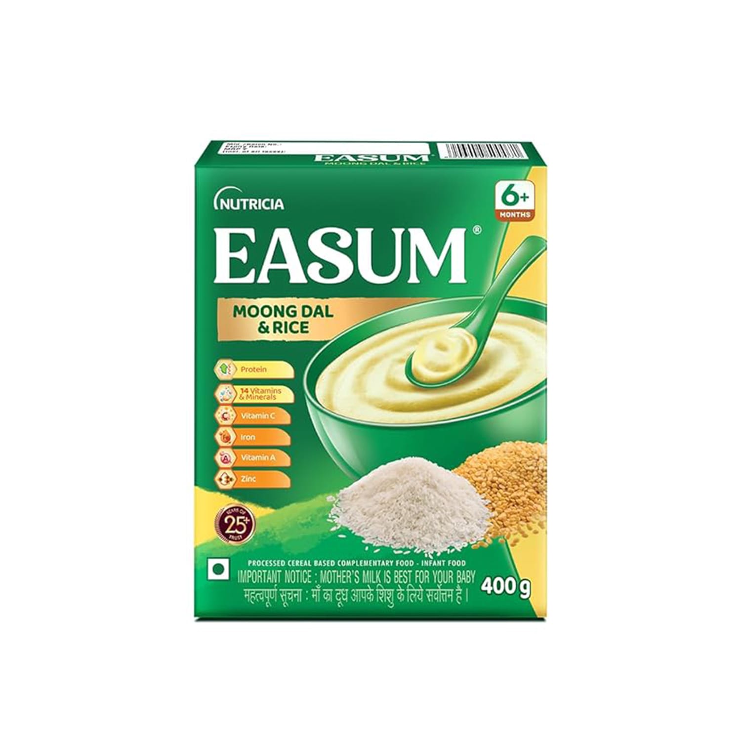 Nutricia Easum Infant Cereal Based Food Rice & Moong Dal 6+ Months Powder Refill 400g