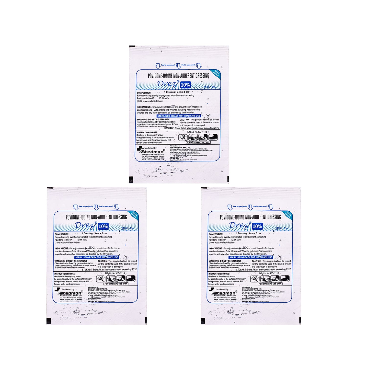 Drez 10% Tulle 5cm X 5cm - Pack of 3