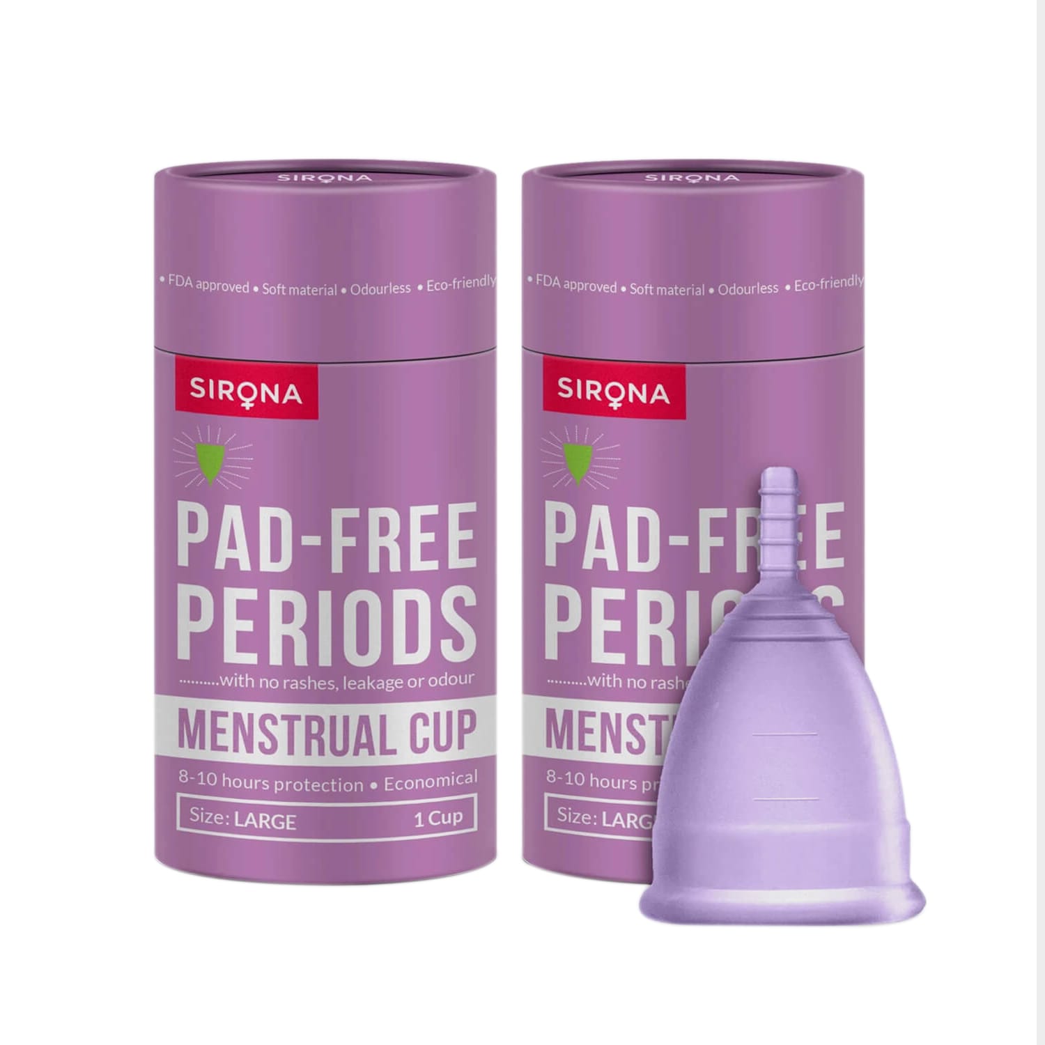 Sirona Reusable Menstrual Cup Duo - Odour & Rash Free, Leakage Proof, Ultra Soft & Comfortable (Pack of 2)