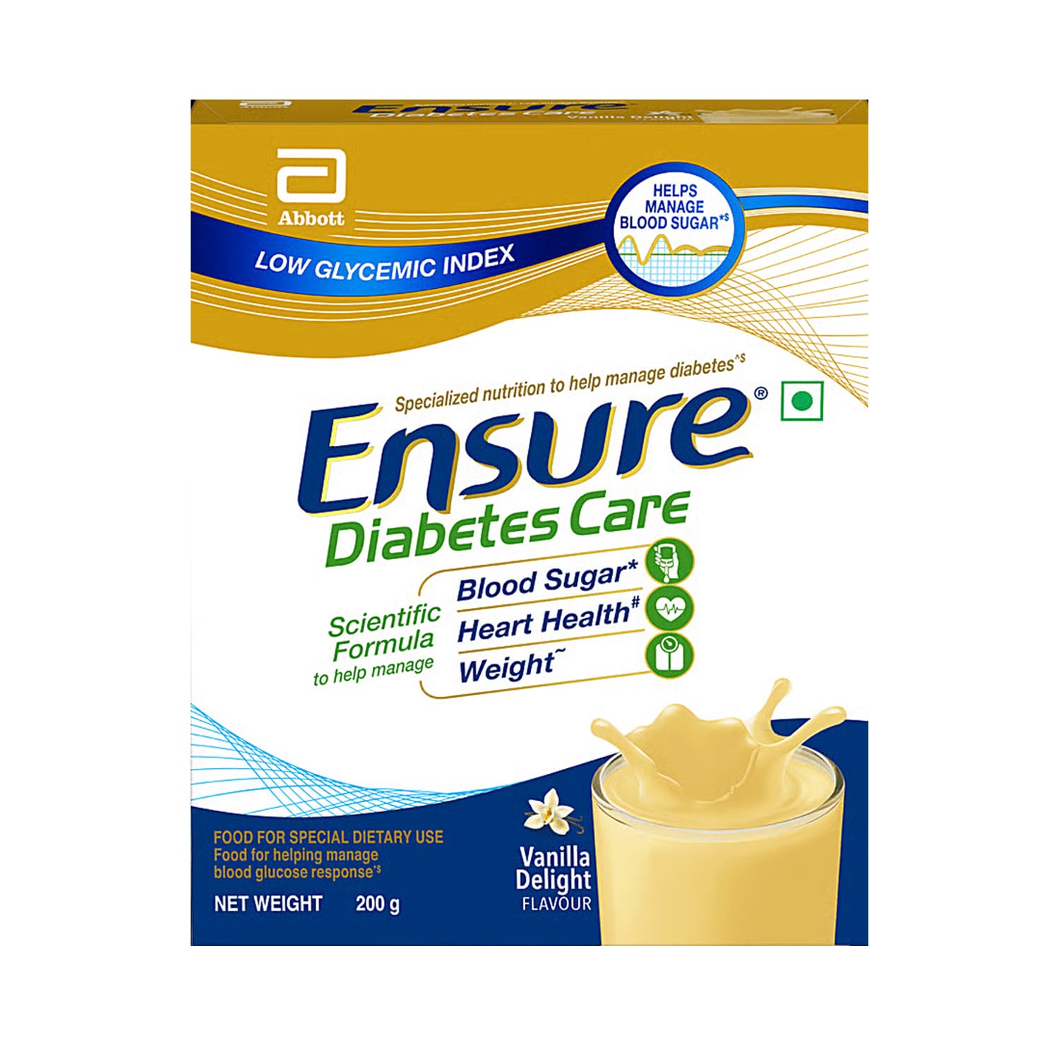 Ensure Diabetes Care Specialized Nutrition Powder Vanilla Delight Flavour 200 gm (Refill Pack) - 200g / Refill