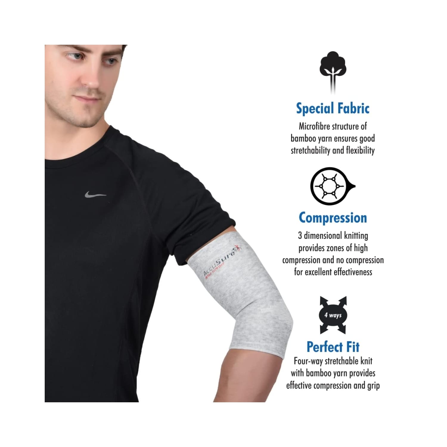 Accusure Elbow Support Bamboo Yarn E12 (Medium)