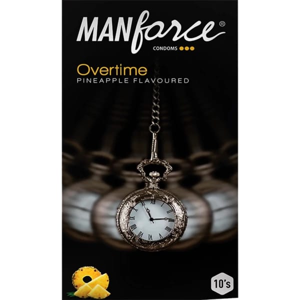 Manforce Overtime Condoms Pineapple Flavoured (10 Condoms in 1 Pack)