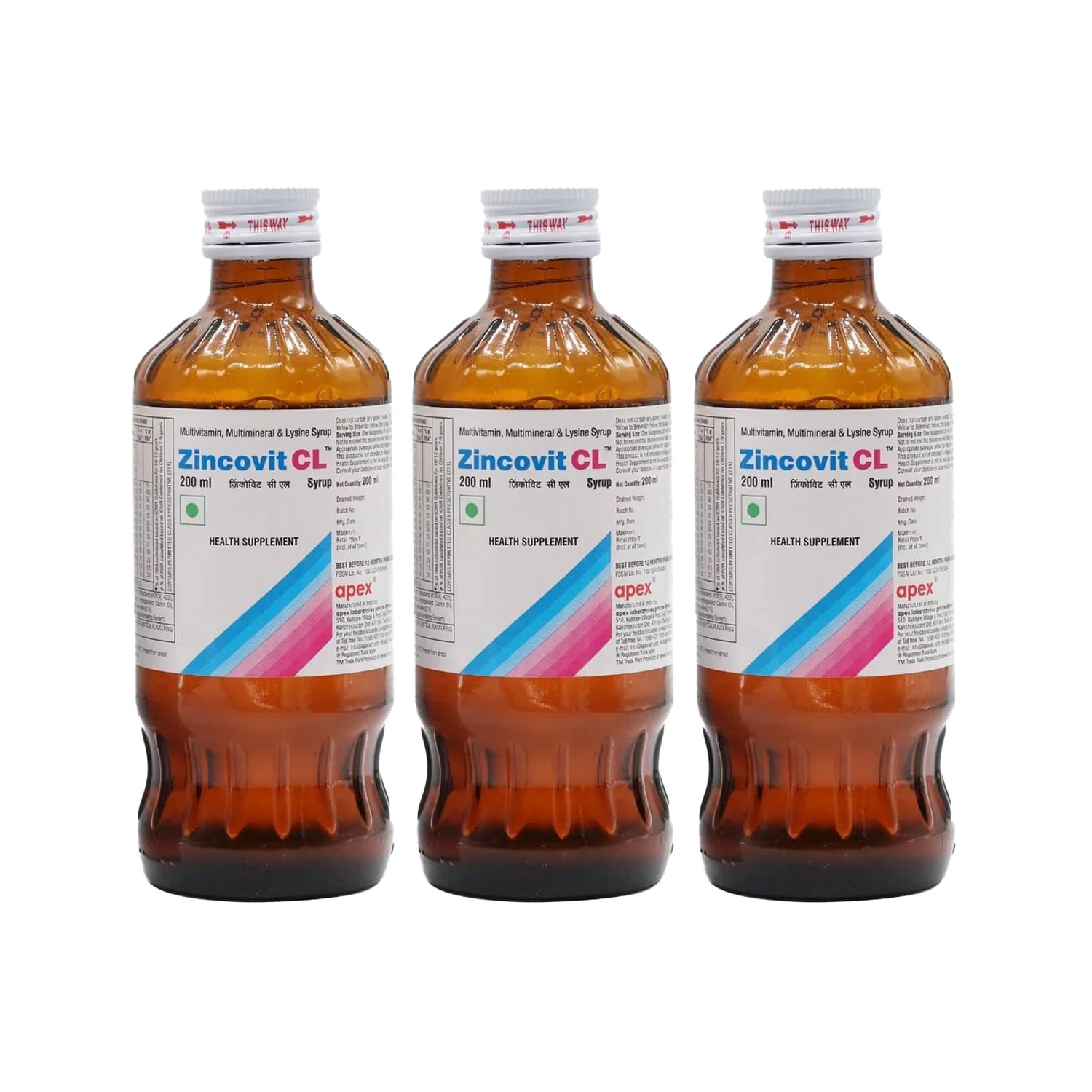 Zincovit CL Syrup 200ml (Pack of 3)