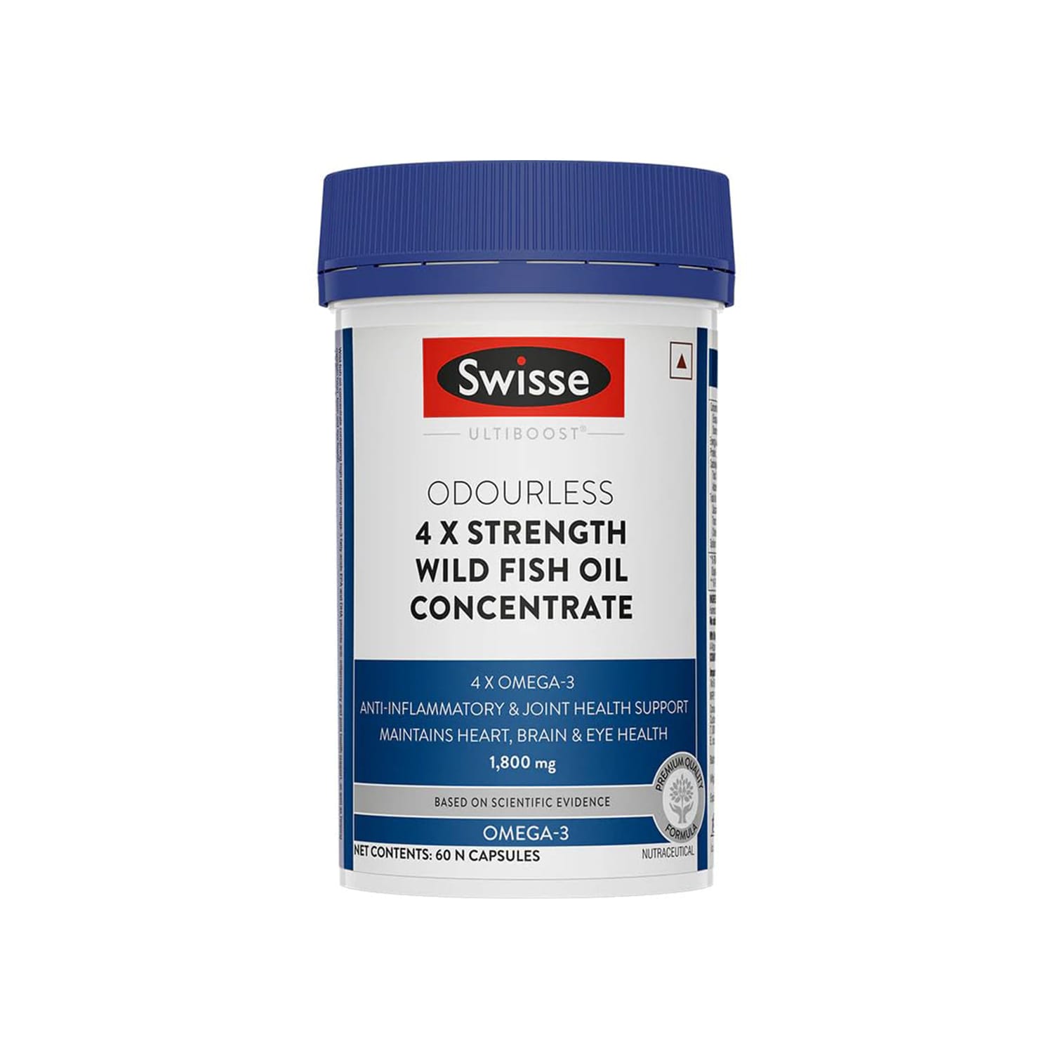 Swisse Odourless 4x Strength Wild Fish Oil Capsules 1800 mg (60 Capsules)