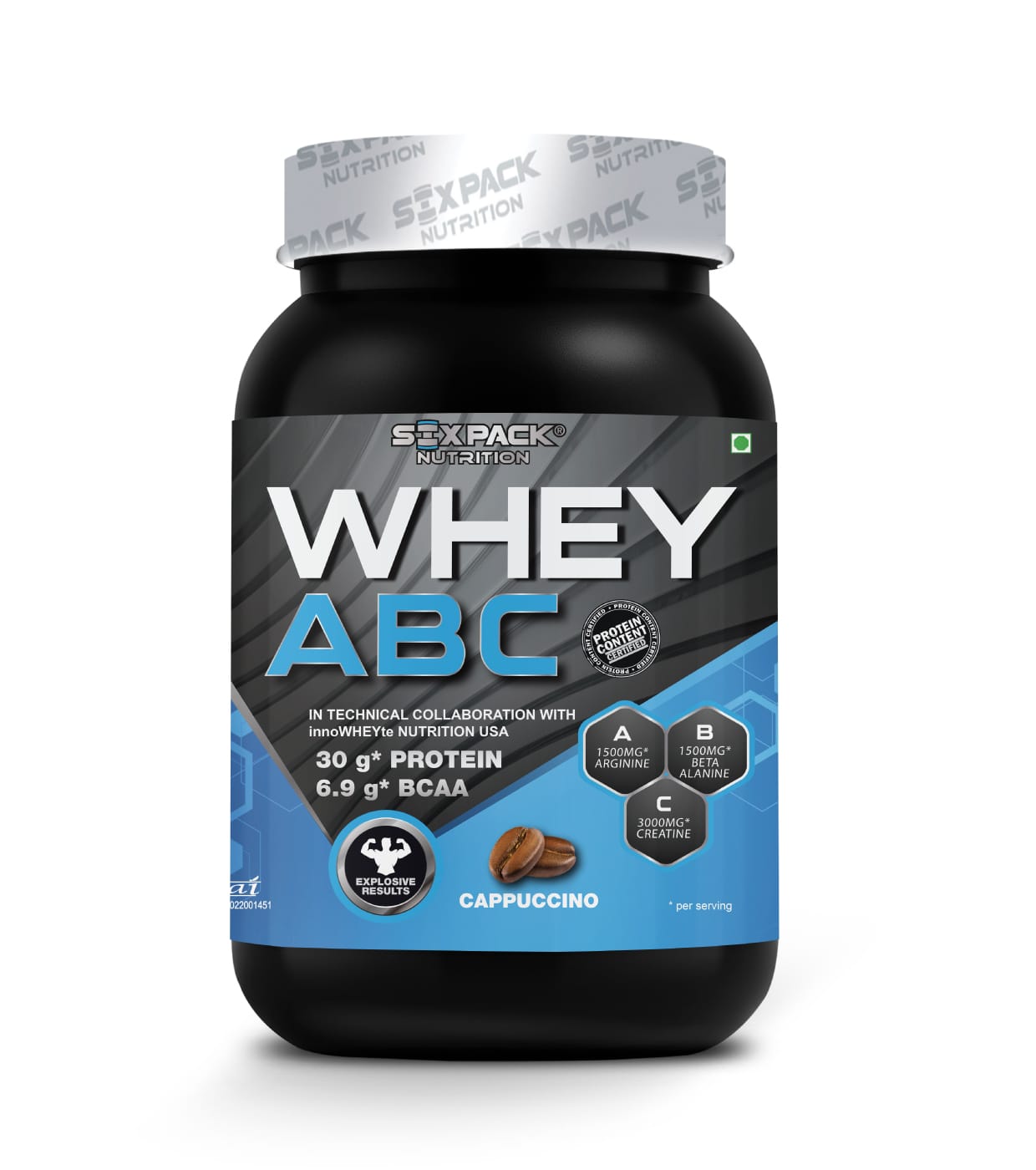 Six Pack Nutrition Whey ABC Protein Powder Cookies and Cream Flavour 1kg