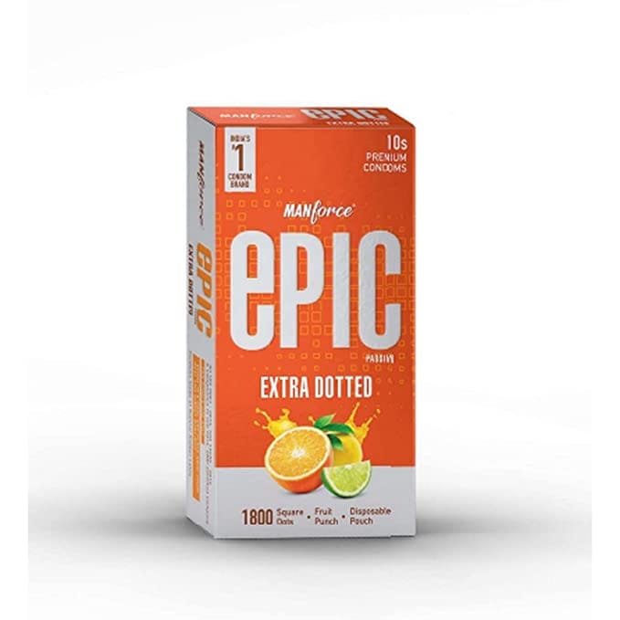 Manforce Epic Passion Condoms Extra Dotted Fruit Punch (10 Condoms in 1 Pack)