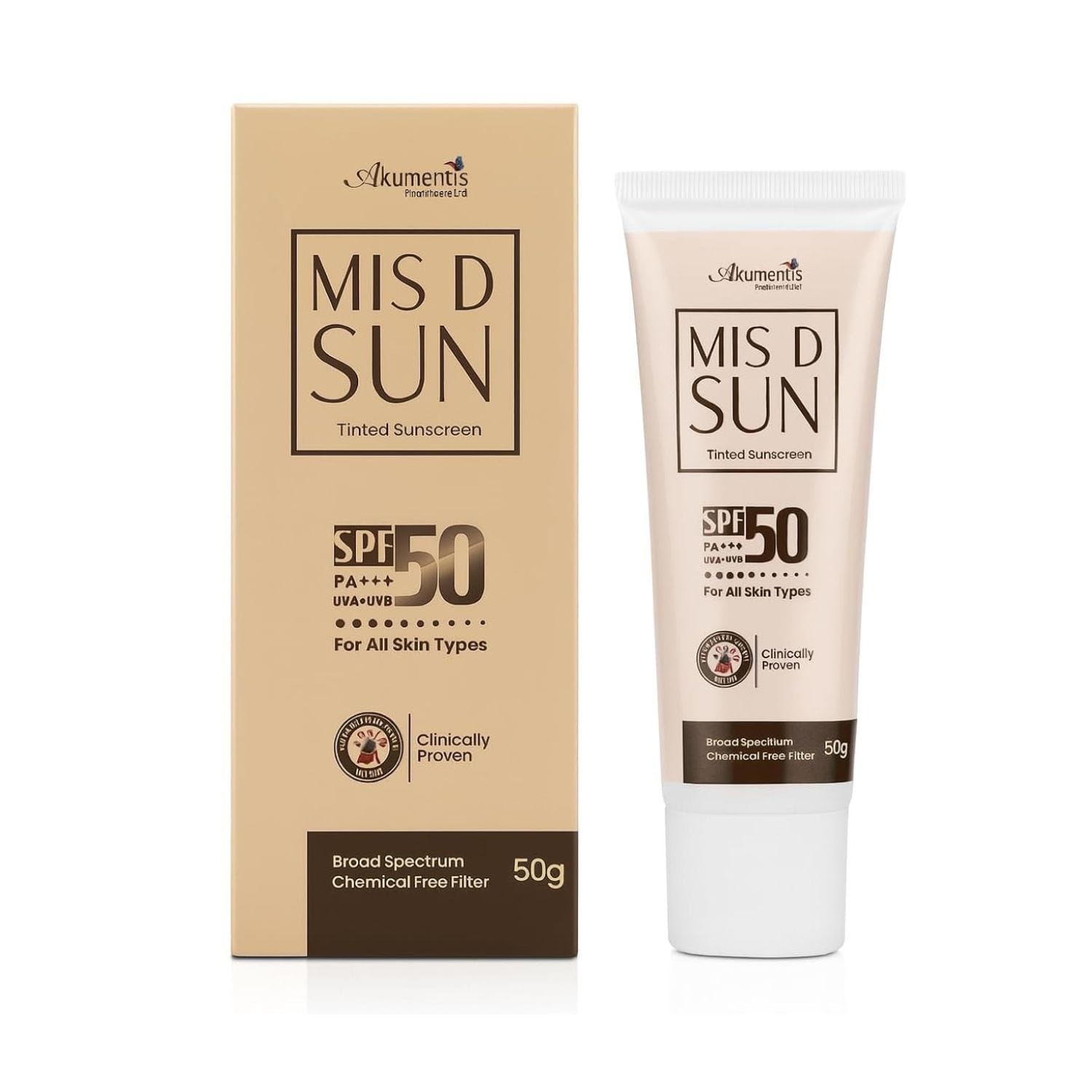 MIS D Sun Tinted Sunscreen Lotion SPF 50 - 50ml