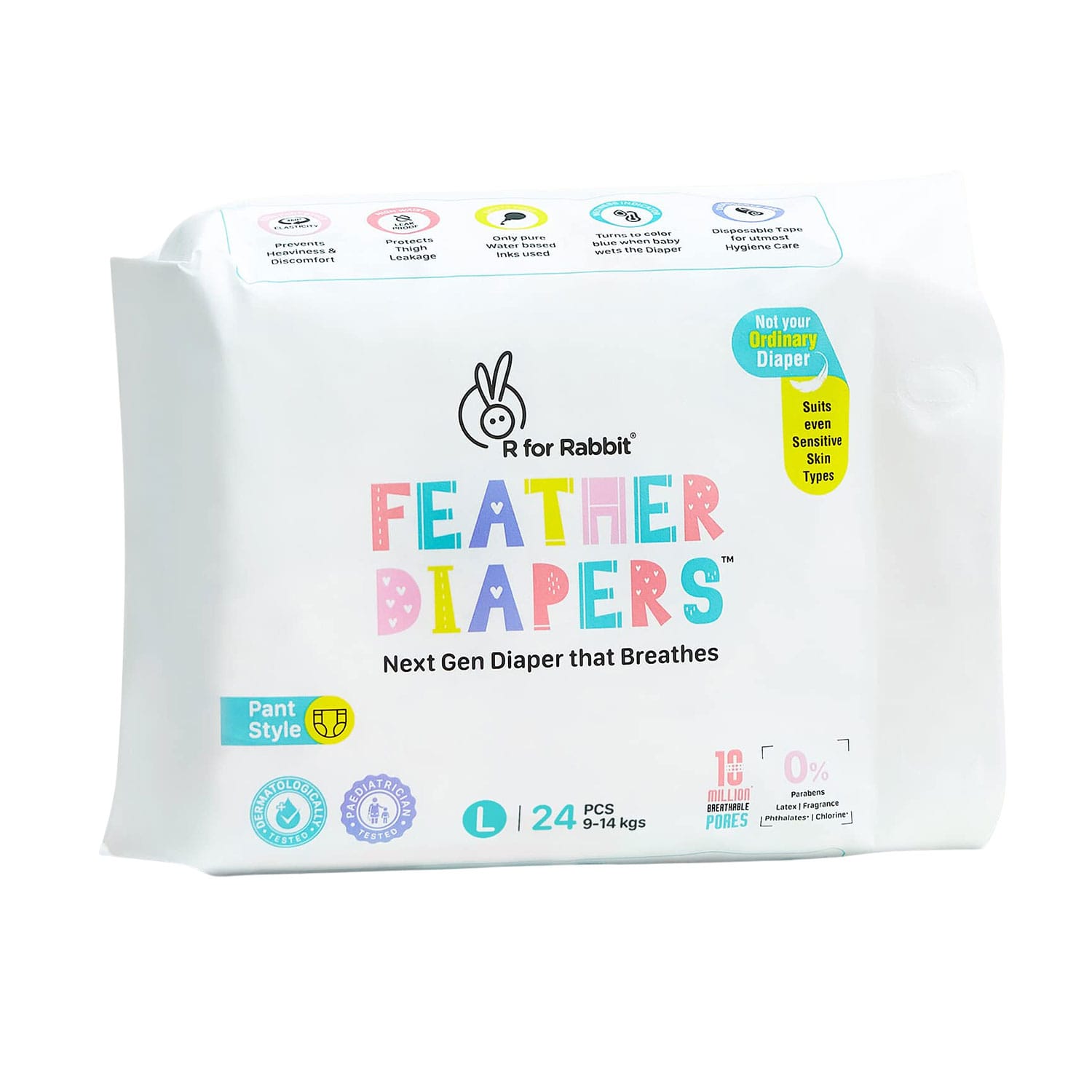 R for Rabbit Feather Pant Style Diapers (Fits Baby from 9 to 14 Kg Weight) Large - 24 Pieces