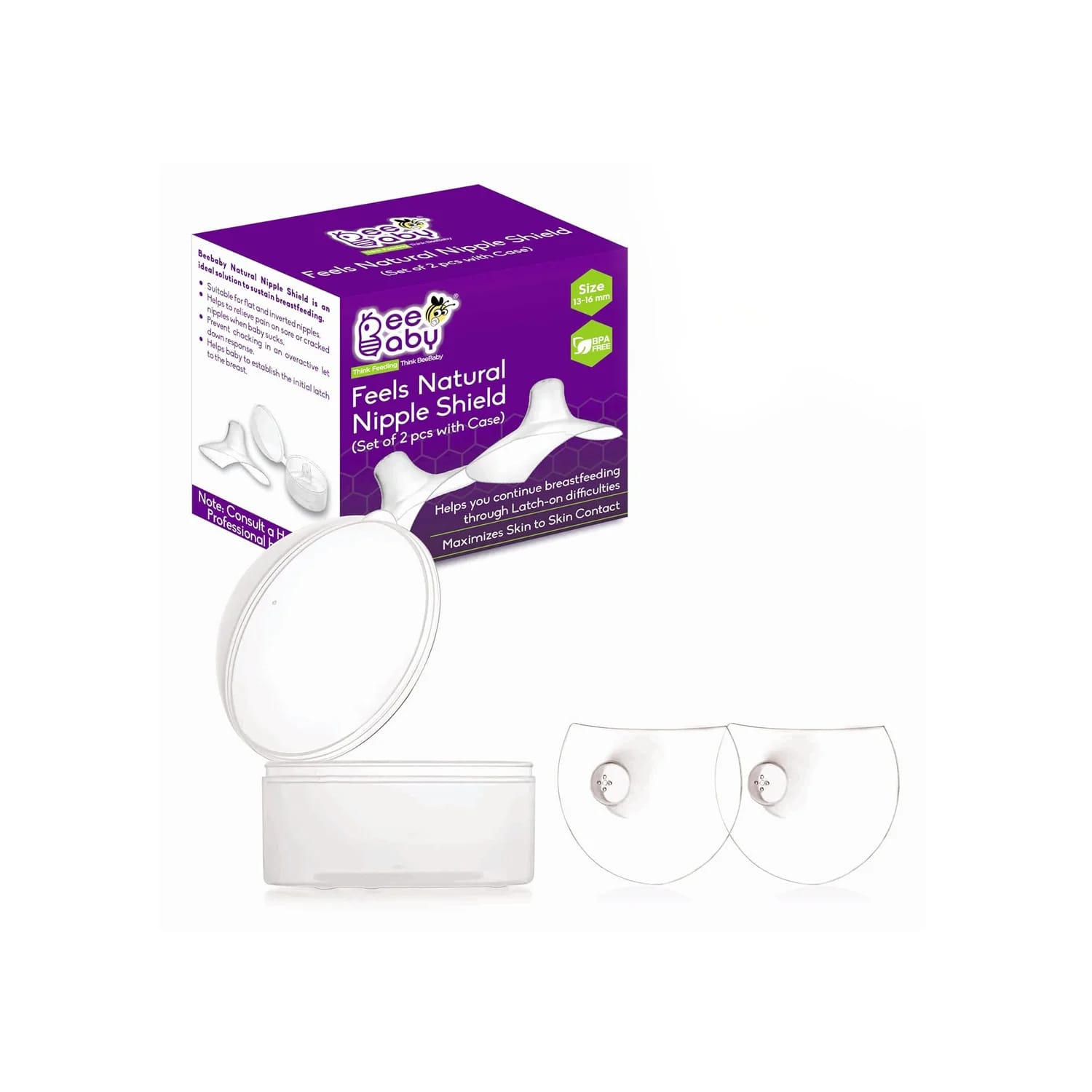 BeeBaby Feels Natural Silicone Nipple Shield with Storage Case (13-16mm)