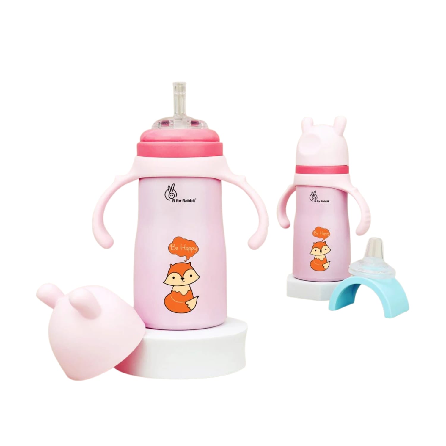 R for Rabbit Steebo Tiny Tales 2 in 1 Stainless Steel Spout Sipper (Pink)