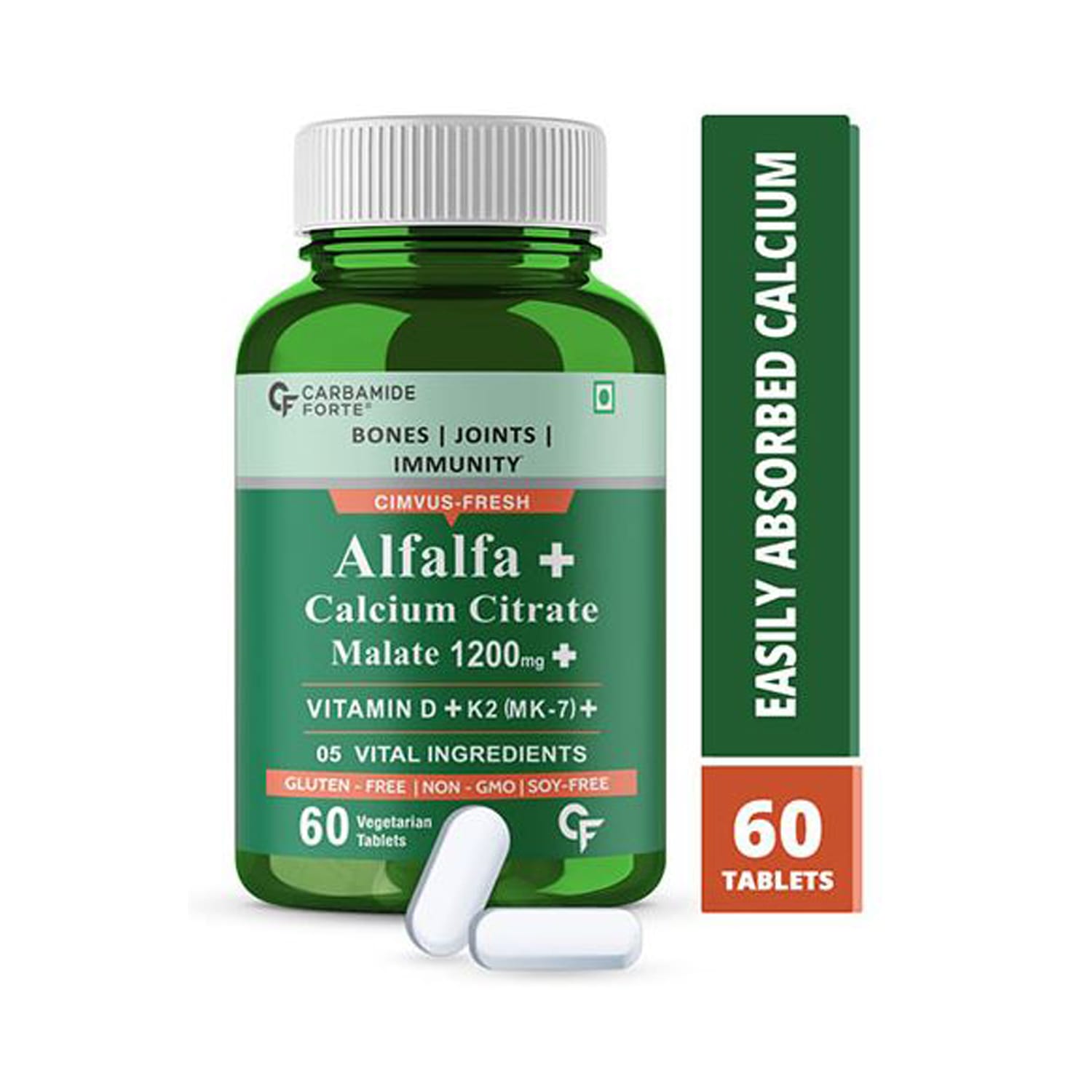 CF Alfalfa Calcium Citrate Malate 1200mg Tablets for Women & Men (60 Tablets)