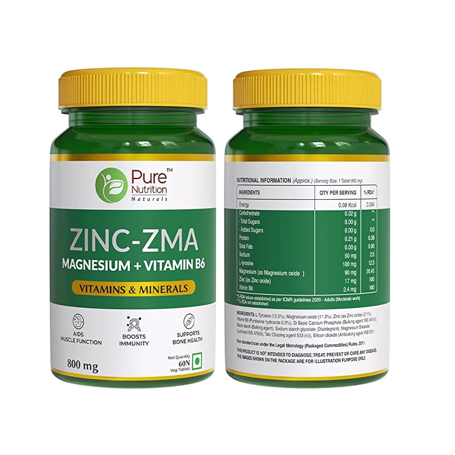 Pure Nutrition Zinc ZMA (60 Veg Tablets)
