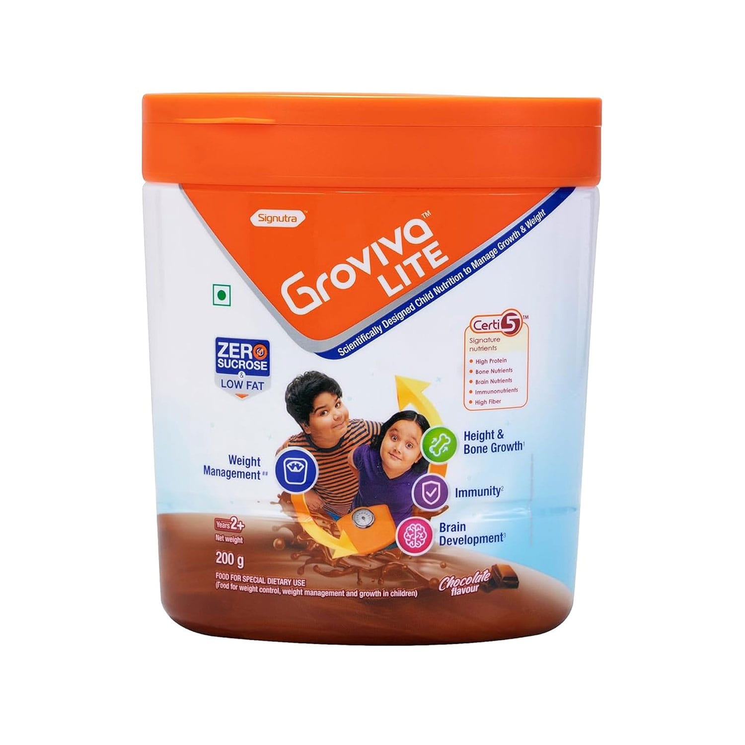 Signutra Groviva Lite Nutritional Supplement for 2+years Child Chocolate Flavour (200g)