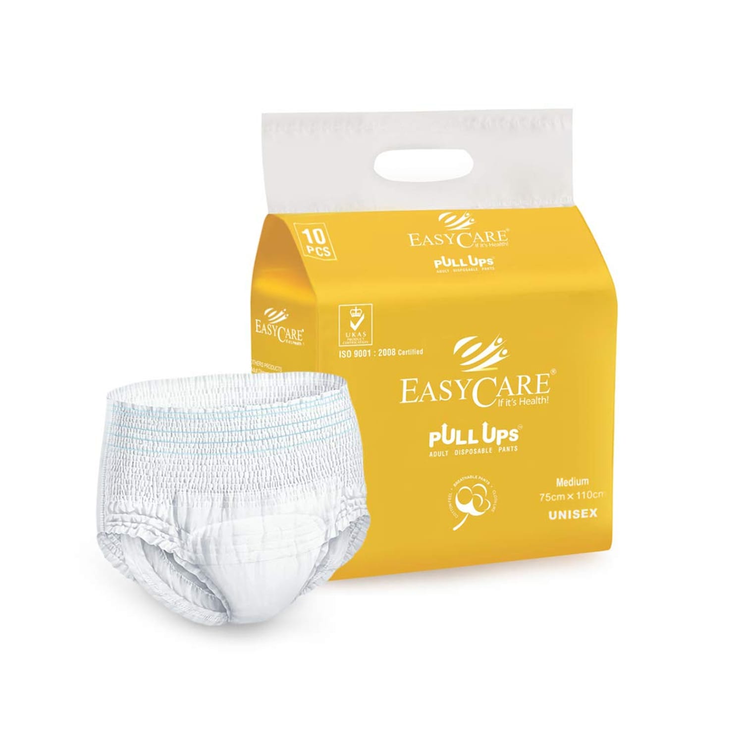 Easycare Adult Diaper Pants (Pull-Ups), Medium, Waist Size (75-110 cm) - 10 Diapers
