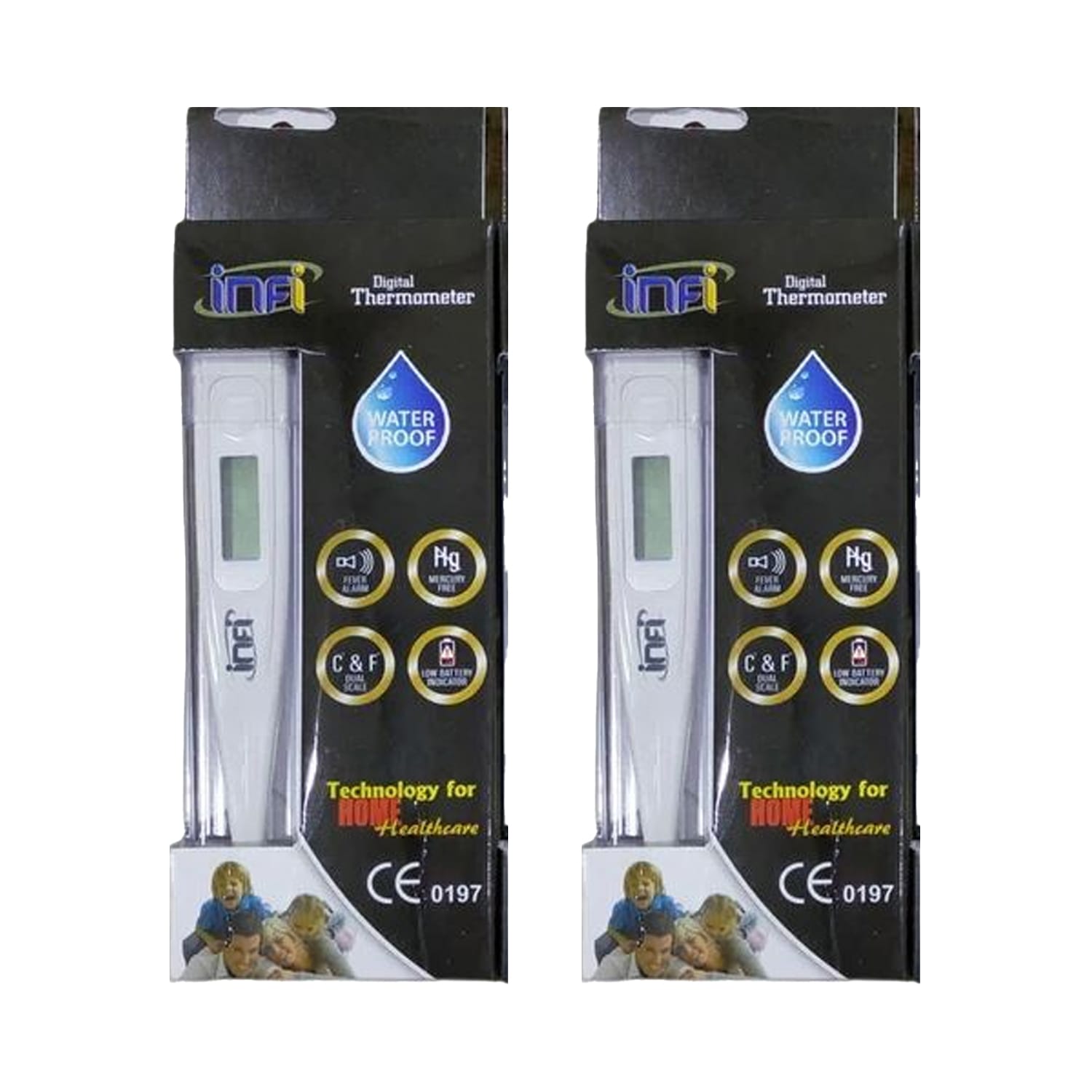 INFI Digital Thermometer (Waterproof) Pack of 2
