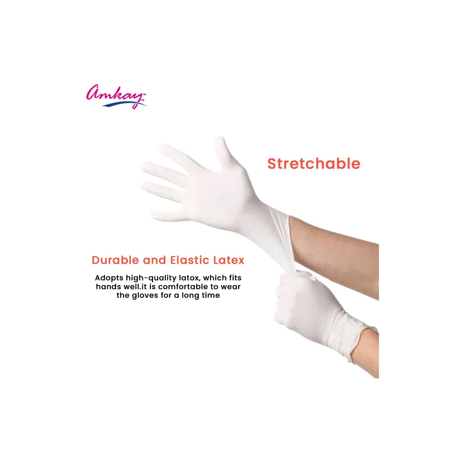 Amkay Latex Examination Gloves - Large (100 Gloves)