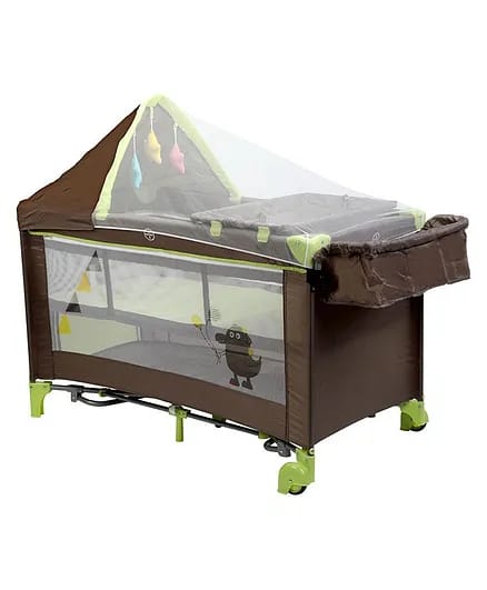 Luvlap Wonderjoy Baby Playpen - Brown Green (M.No 18530)