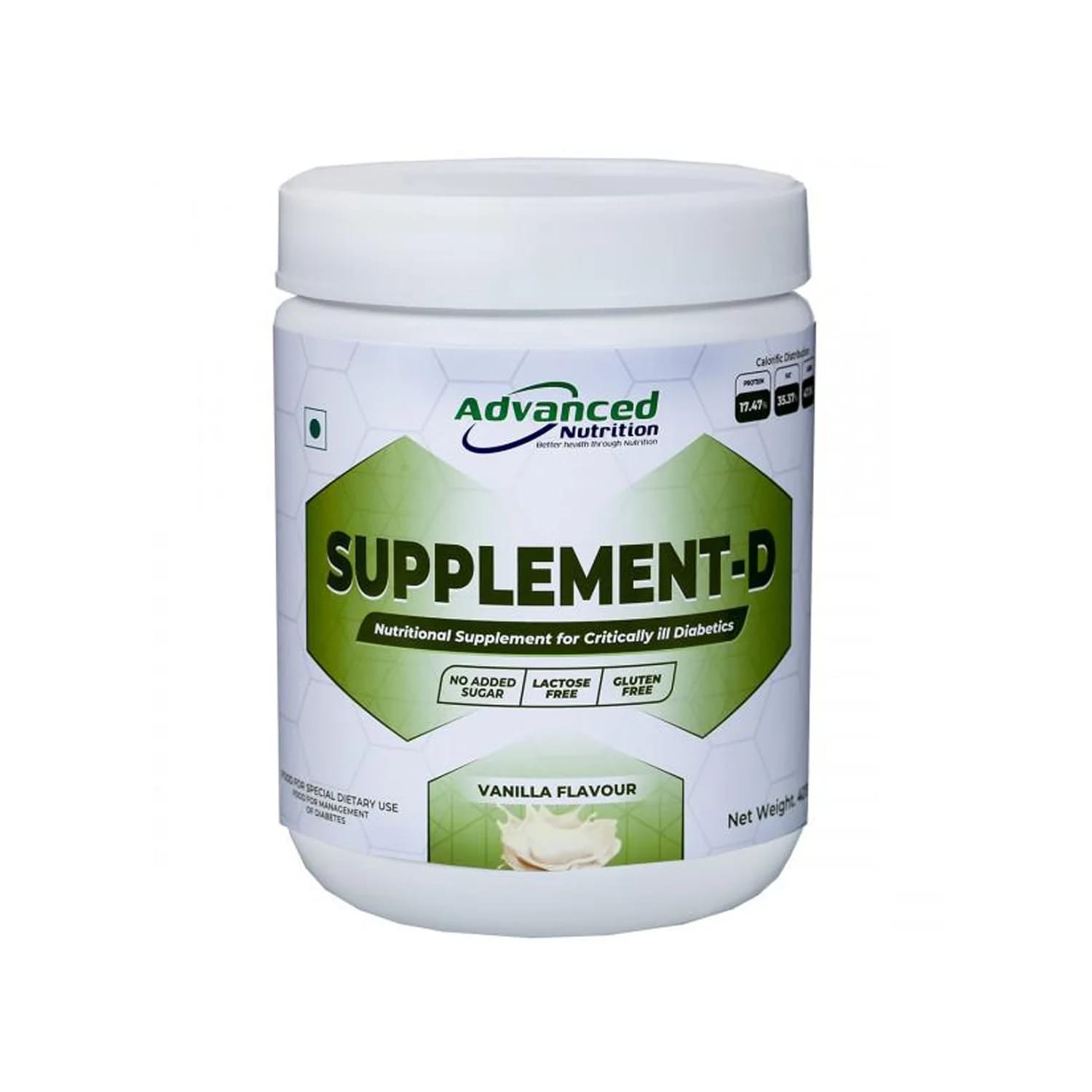 Supplement D Nutritional Powder for Critically Ill Diabetics - Vanilla Flavour 400g