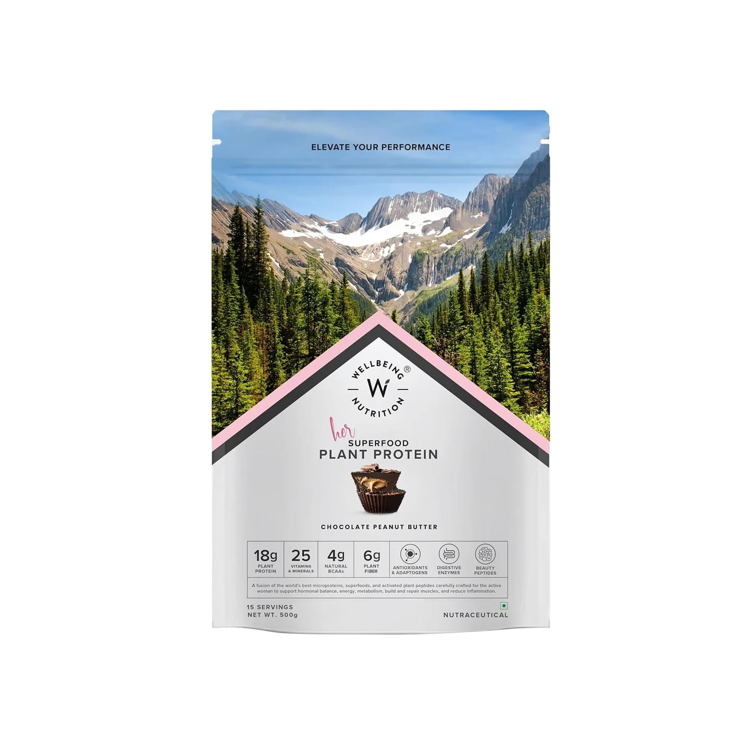 Wellbeing Nutrition Her Superfood Plant Protein Chocolate Peanut Butter for Women Health 500g
