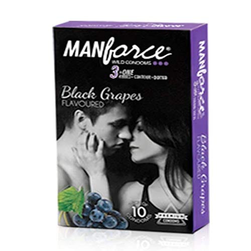Manforce Wild 3 in 1 Condoms Black Grapes (10 Condoms in 1 Pack)