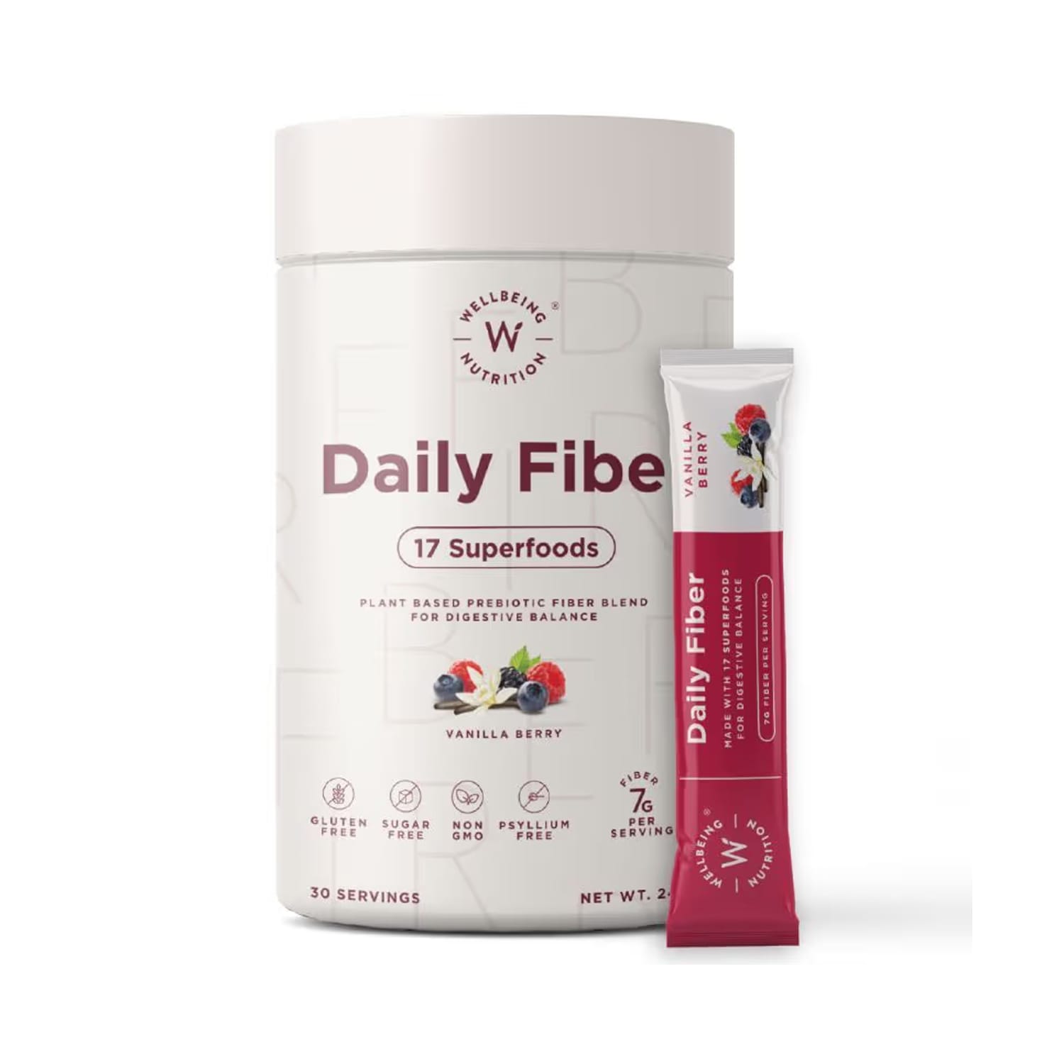 Wellbeing Nutrition Daily Fiber (Vanilla Berry Flavour)- 240g