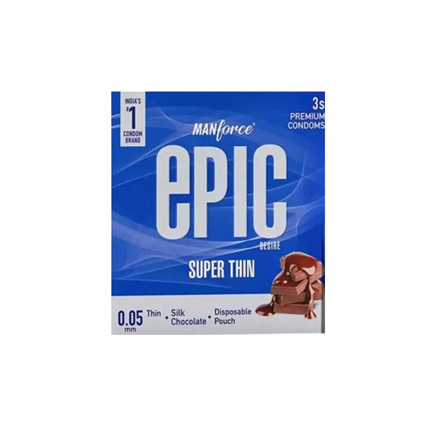Manforce Epic Condoms Super Thin Silk Chocolate 3 Condoms in 1 Pack