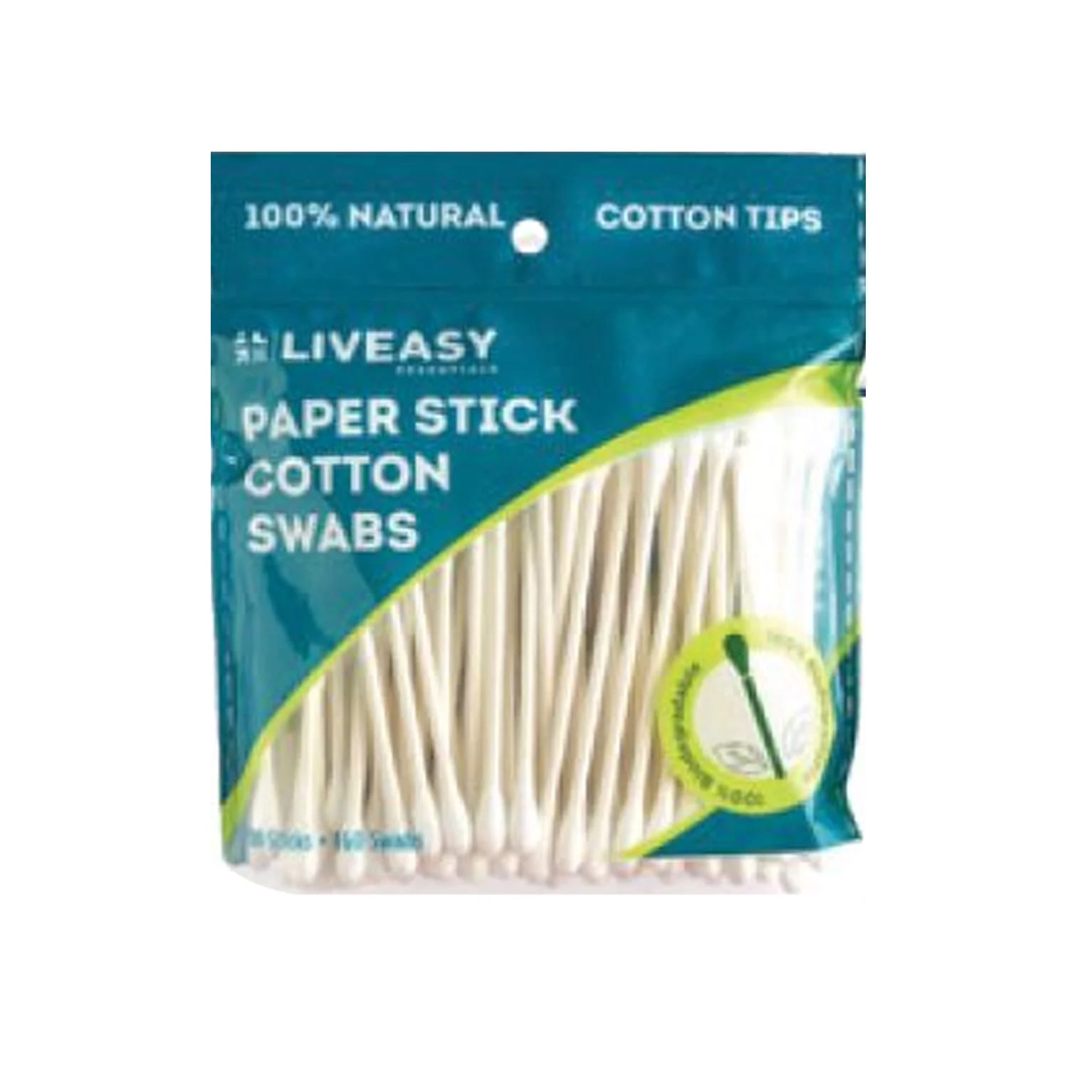 Liveasy Essentials Paper Stick Cotton Swabs (80 Sticks x 160 Swabs)