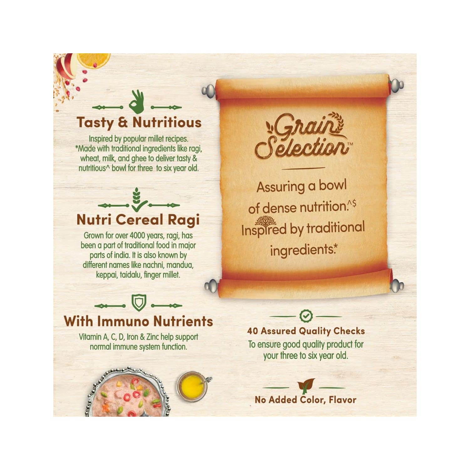 Nestle Ceregrow Grain Selection Ragi Mixed Fruit & Ghee, Growing up Cereal (300 g, 24+ Months)