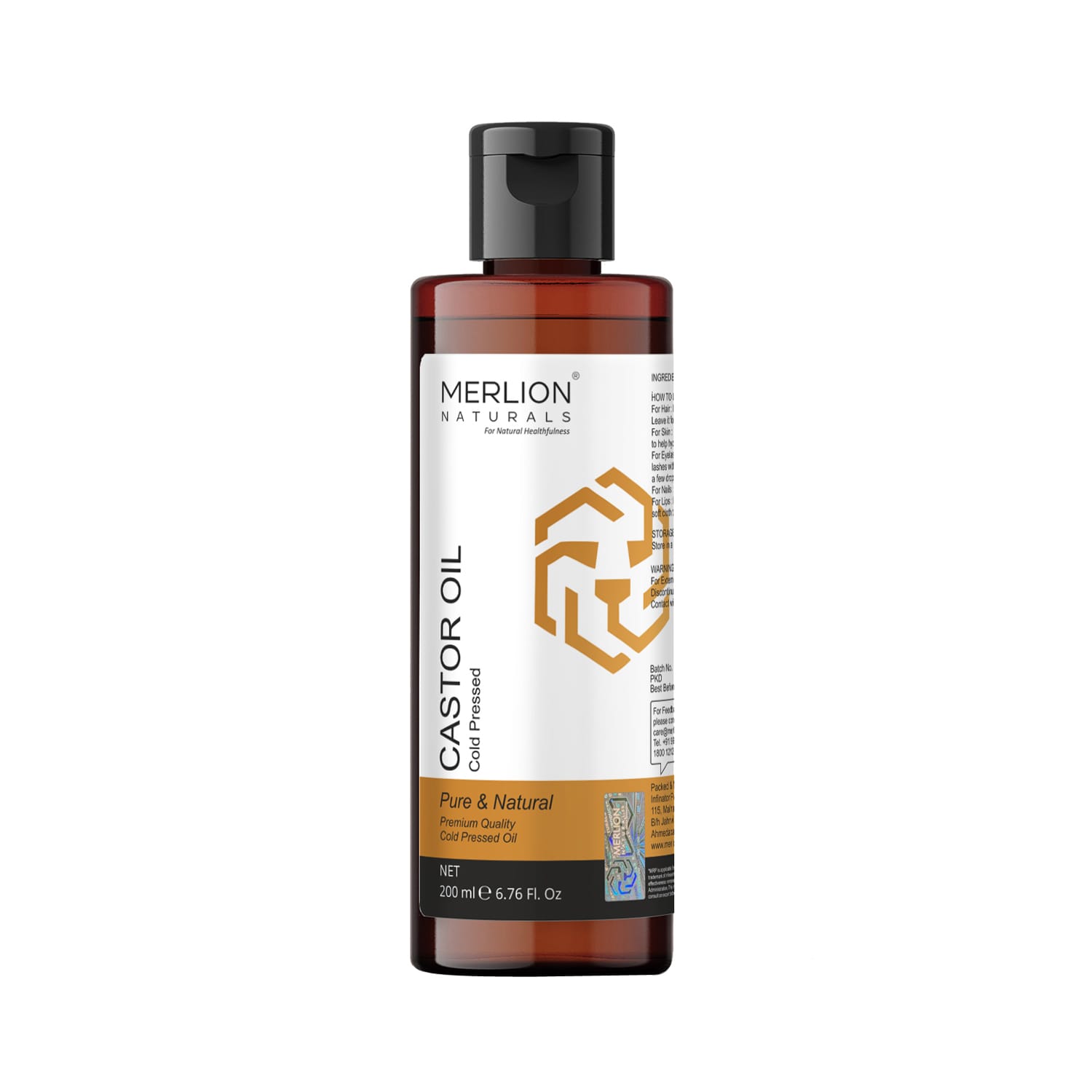 Merlion Naturals Castor Oil (Cold Pressed ) 200ml