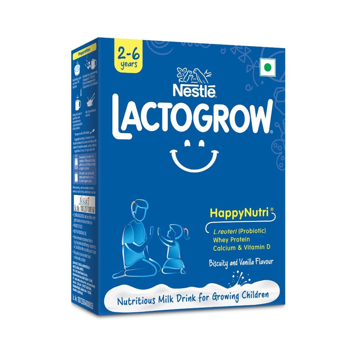Nestle Lactogrow Biscuity & Vanilla Flavoured Powder, 2 to 6 Years, 400 gm Refill Pack