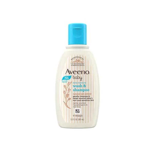 Aveeno Baby Daily Moisture Wash and Shampoo with Natural Oat Extract, 100ml