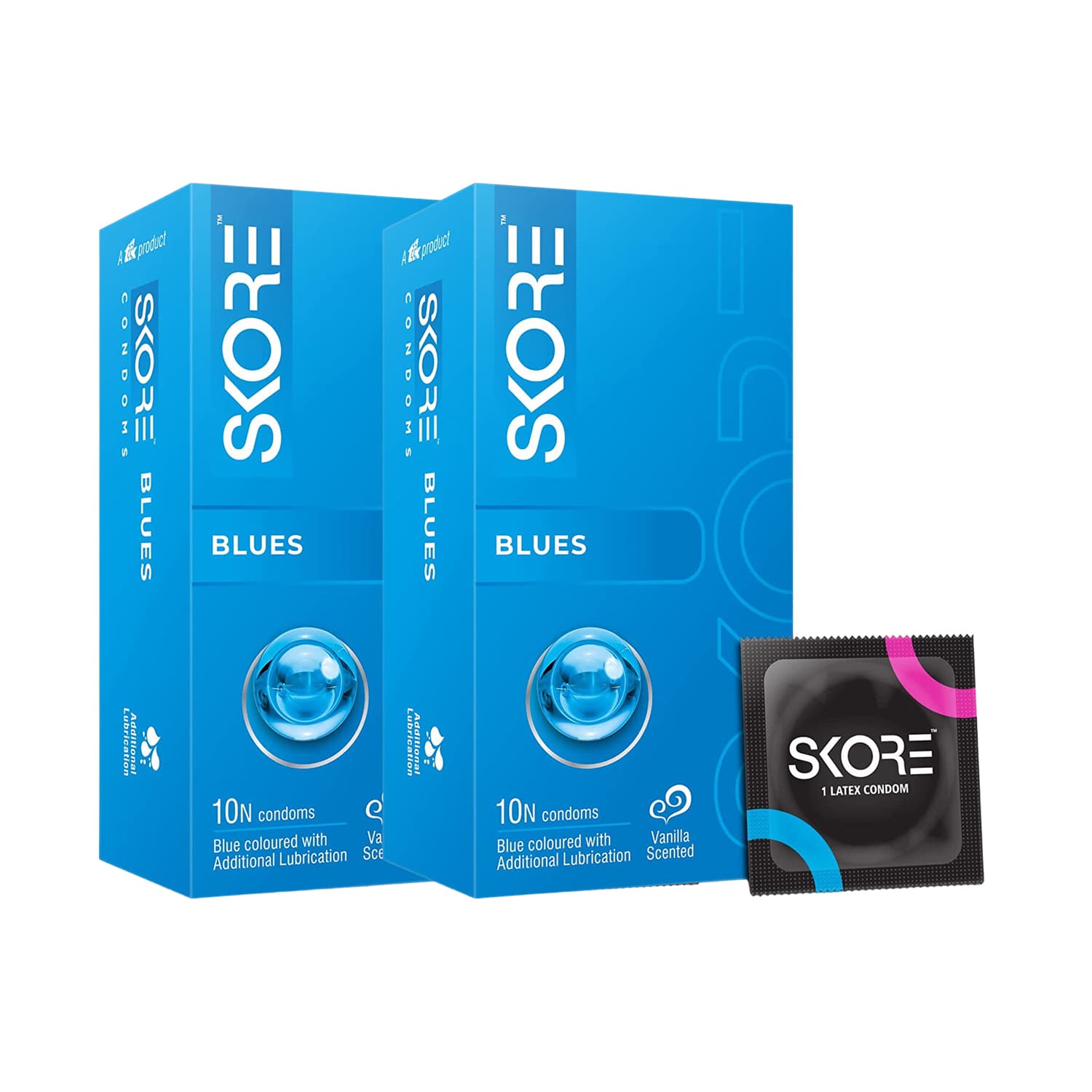 Skore Blues Condoms (10 Condoms in 1 Pack) - Pack of 2