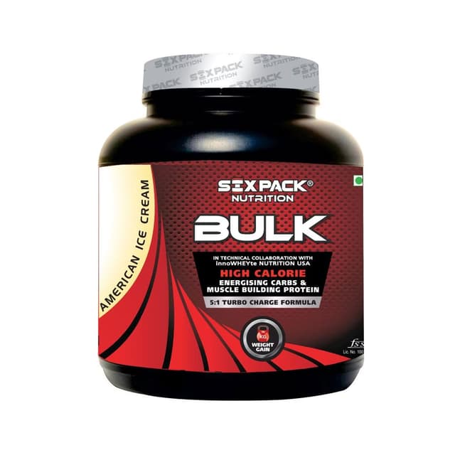 Six Pack Nutrition Bulk Weight Gainer Whey Protein Powder American Ice Cream Flavour 2kg