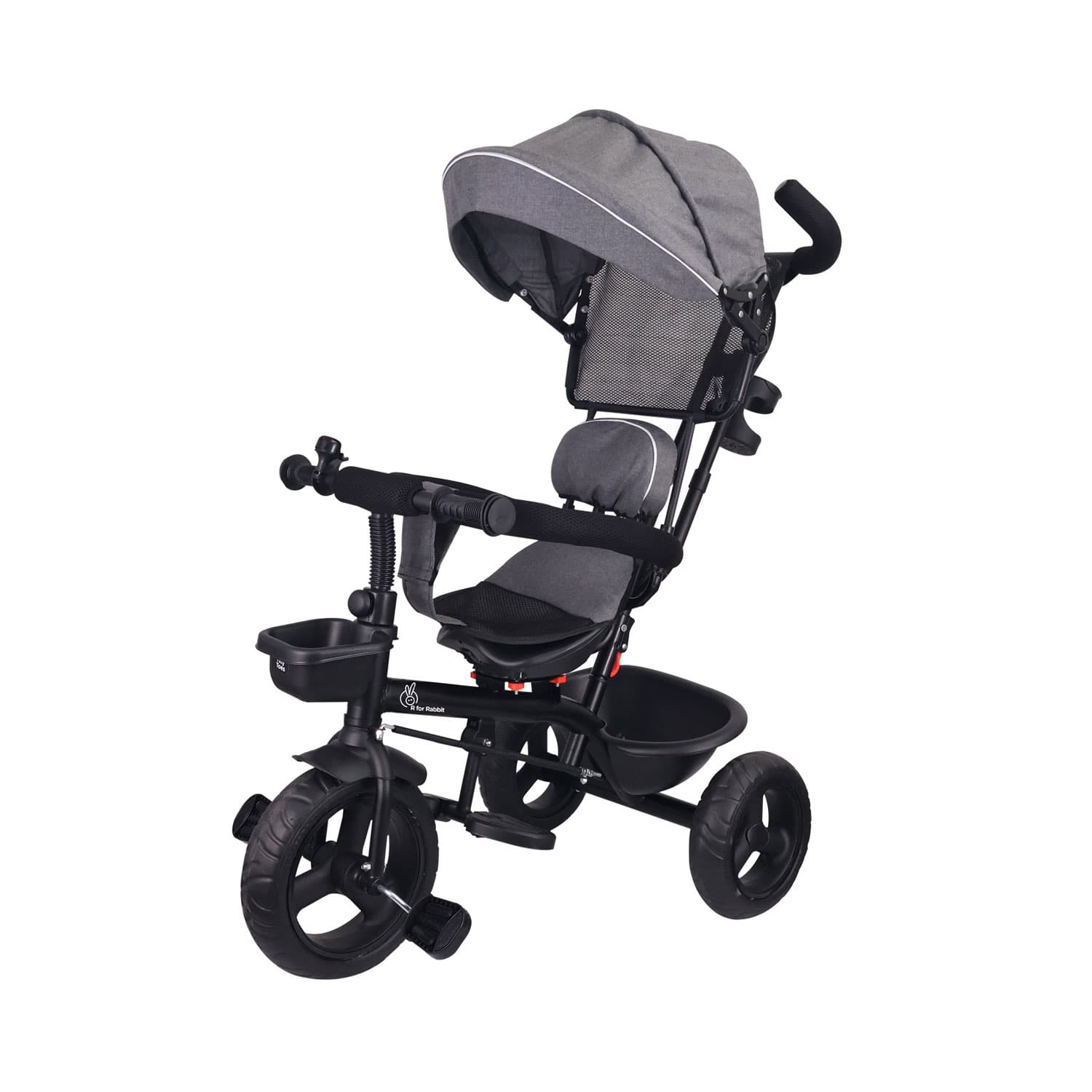 R for Rabbit Tiny Toes T40 Ace Baby Tricycle from 1.5 to 5 Years Babies (Grey Black)