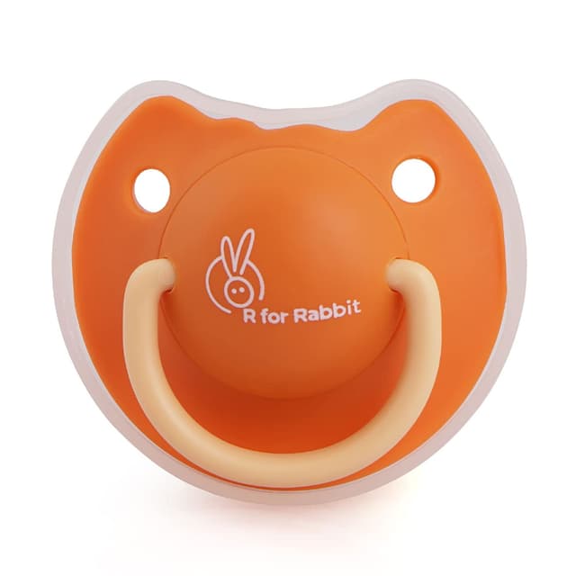 R for Rabbit Baby Tusky Pacifier Soft Silicone Nipple Large Size for 6 Months+ Babies Orange Colour