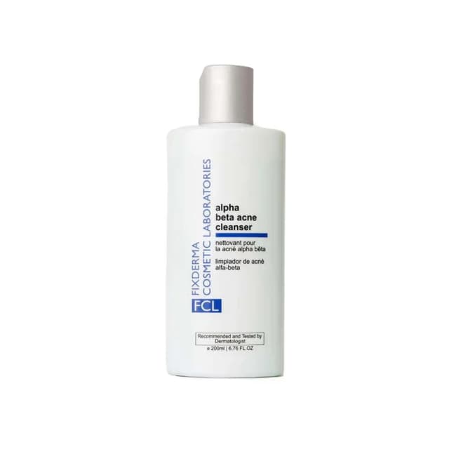 FixDERMA Alpha Beta Acne Cleanser 2% Salicylic and 1% Glycolic Acid Face Wash for Acne and Oily Skin 200ml