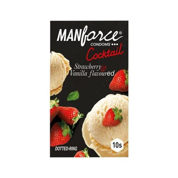 Manforce Cocktail Strawberry and Vanilla Flavoured 10 Condoms in 1 Pack