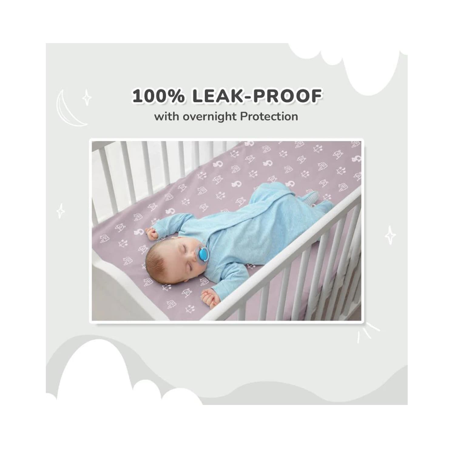 R for Rabbit Dry Nap Pee Premium Protector Sheet for Kids Grey (Medium)