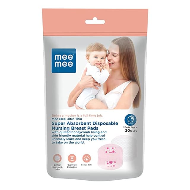 Mee Mee Ultra Thin Super Absorbent Disposable Nursing Breast Pads (24 Pieces)
