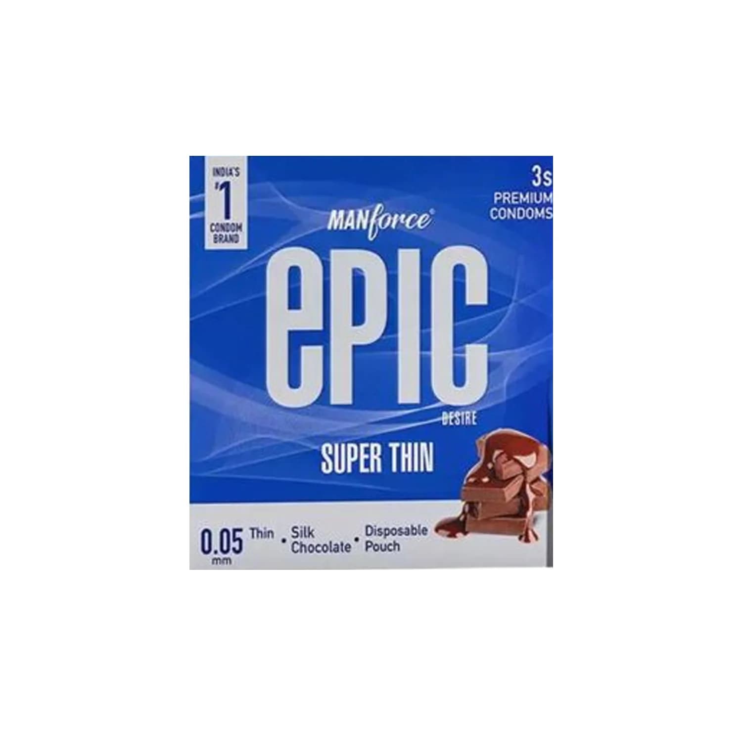 Manforce Epic Condoms Super Thin Silk Chocolate 3 Condoms in 1 Pack
