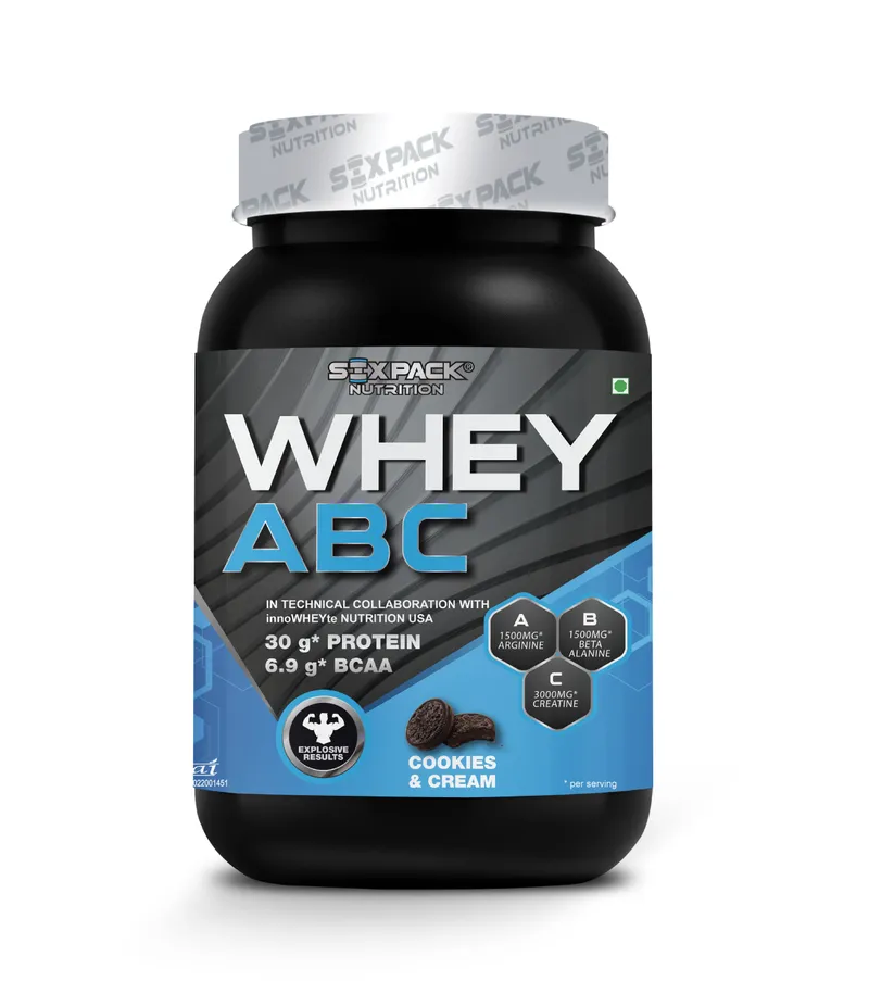 Six Pack Nutrition Whey ABC Protein Powder Cookies and Cream Flavour 1kg