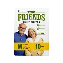 Friends Easy Adult Diapers, Tape Style, 8 Hours Protection Medium Waist Size 71.12 - 111.76 cm (10 Diapers)