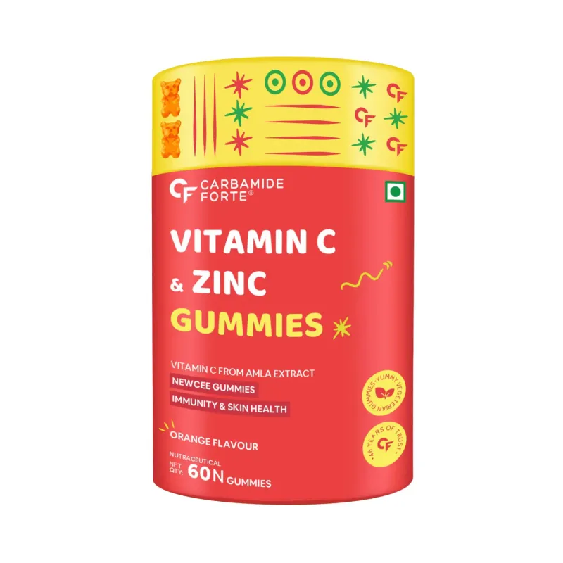 Carbamide Forte Vitamin C and Zinc Gummies for Skin, Immunity (60 Gummies)