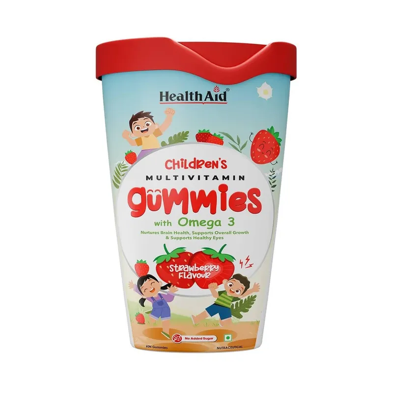HealthAid Children's Multivitamin Gummies with Omega 3 Strawberry Flavour (60 Nos)