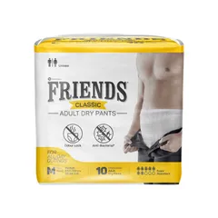Friends Classic Adult Diapers, Pant Style, 8 Hours Protection Medium Waist Size 63.5 to 122 cm (10 Diapers)